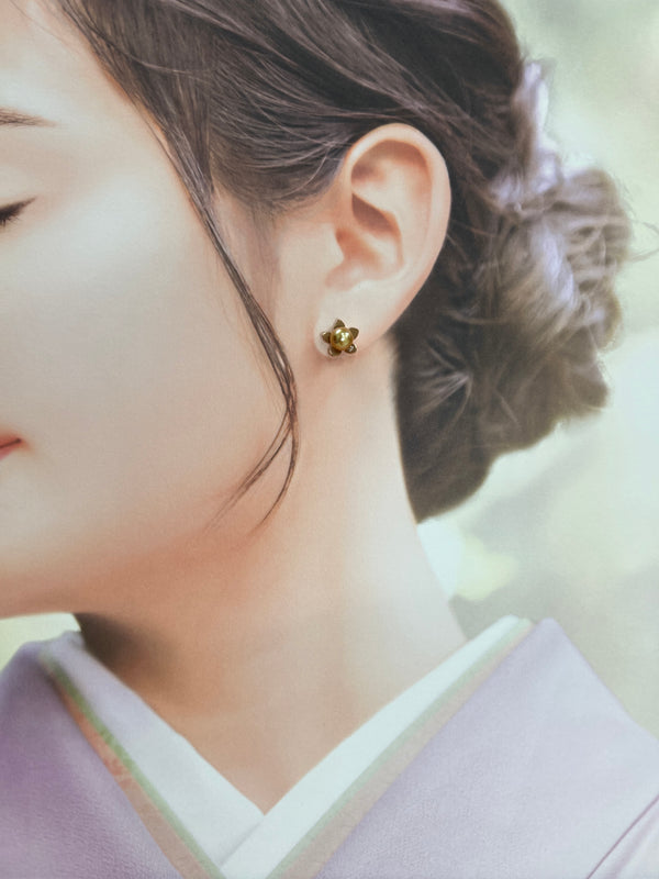 Amami gold®×Sunshine Gold　白蝶真珠6mm  K18ピンクゴールドピアス107