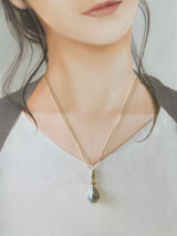 奄美の輝き®×虹珠　マベ真珠 角ドロップ型 K18イエローゴールド巻ペンダント1136