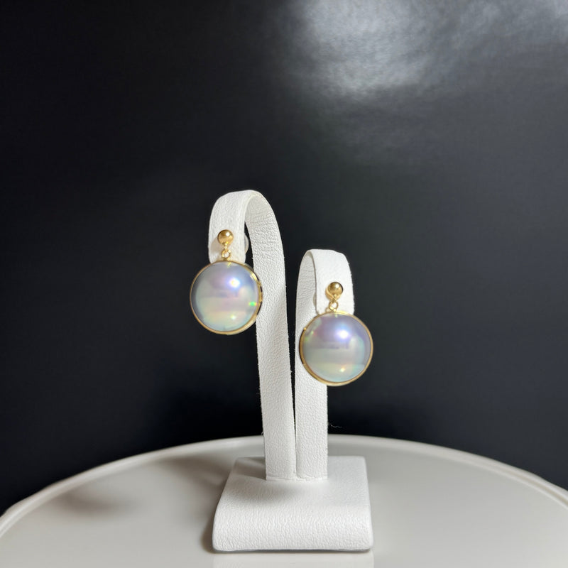 奄美の輝き®×虹珠 マベ真珠 12mm K18イエローゴールド巻ピアス1227