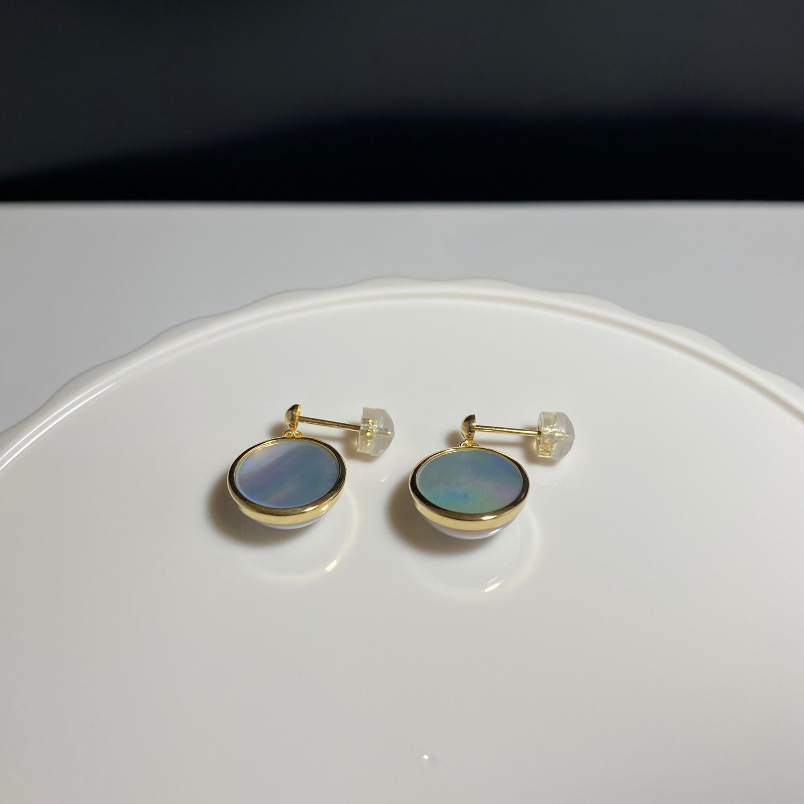 大粒　奄美大島産　マベパール　本真珠　ピアス 天然 jewelry 17mm 奄美パール】マベ真珠 12mm K18イエローゴールドピアス1894