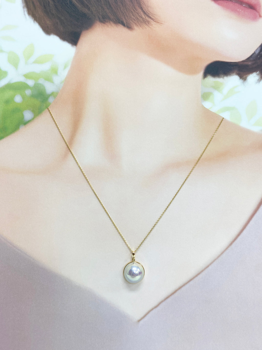 奄美の輝き®×桜珠 マベ真珠 13mmK18イエローゴールド巻ペンダント1322