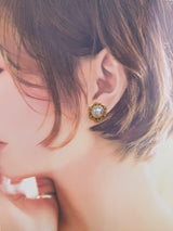 奄美の輝き®×桜珠　マベ真珠 13mm K18イエローゴールド巻ピアス1356