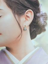 奄美の輝き®×桜珠　マベ真珠  トライアングル型　K18イエローゴールド巻ピアス1476