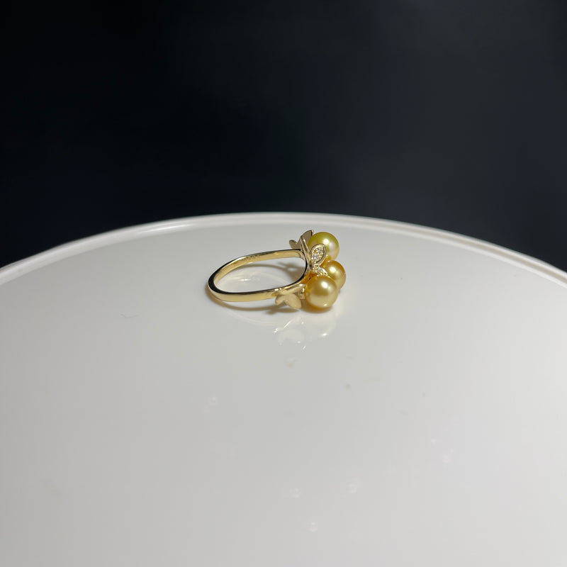 Amami gold®×Sunshine Gold　白蝶真珠6mm  K18イエローゴールドリング1501