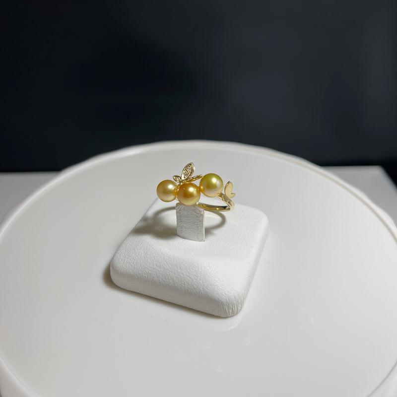 Amami gold®×Sunshine Gold　白蝶真珠6mm  K18イエローゴールドリング1501