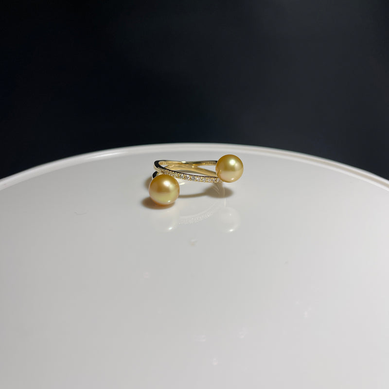 Amami gold®×Sunshine Gold　白蝶真珠7mm  K18イエローゴールドリング1595