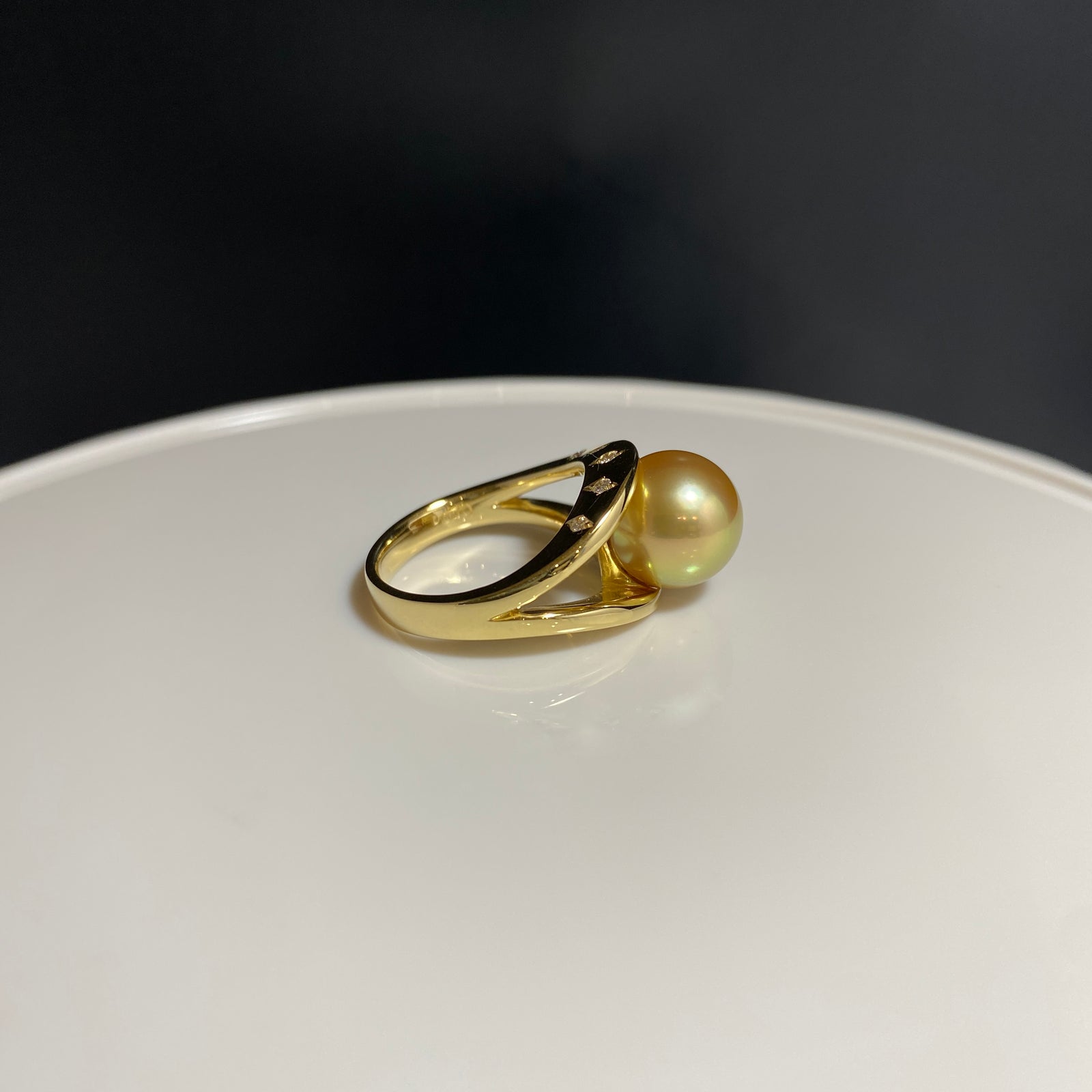 Amami gold®×Green Gold 白蝶真珠10mm K18イエローゴールドリング1698