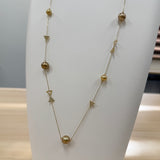 Amami gold®×Sunshine Gold　白蝶真珠9-7ｍｍ K18イエローゴールドネックレス2150