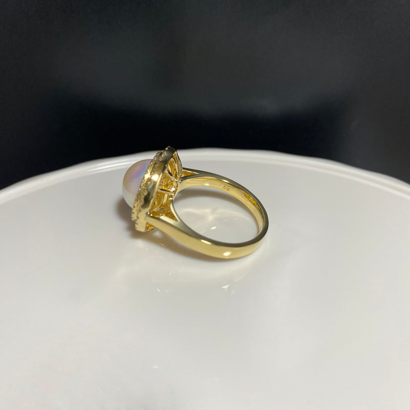 天然 マベ真珠 リング 15mm k18 ^ - リング(指輪)
