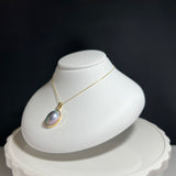 奄美の輝き®×虹珠　マベ真珠 オーバル型 K18イエローゴールド巻ペンダント303