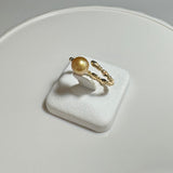 Amami gold®×Sunshine Gold　白蝶真珠7mm  K18イエローゴールドリング346