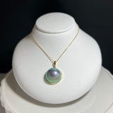 奄美の輝き®×虹珠　マベ真珠 14mm K18イエローゴールド巻ペンダント962