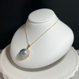 奄美の輝き®×虹珠　マベ真珠 14mm K18イエローゴールド巻ペンダント962