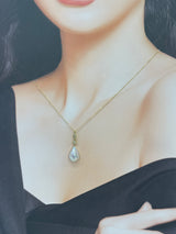 奄美の輝き®×桜珠　マベ真珠 角ドロップ型 K18イエローゴールド巻ペンダント1657