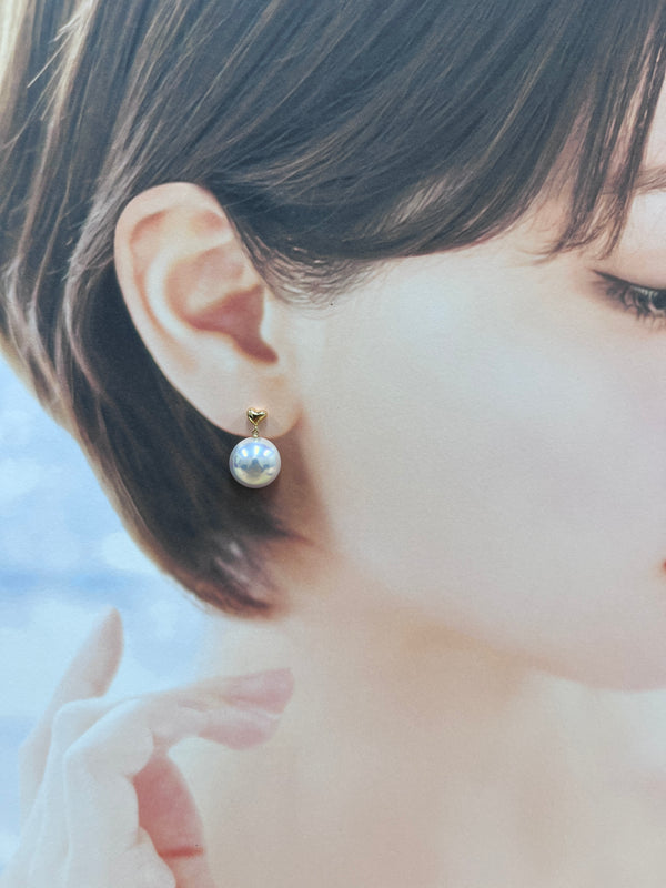 奄美の輝き®×桜珠　マベ真珠 11mmK18イエローゴールドピアス2096