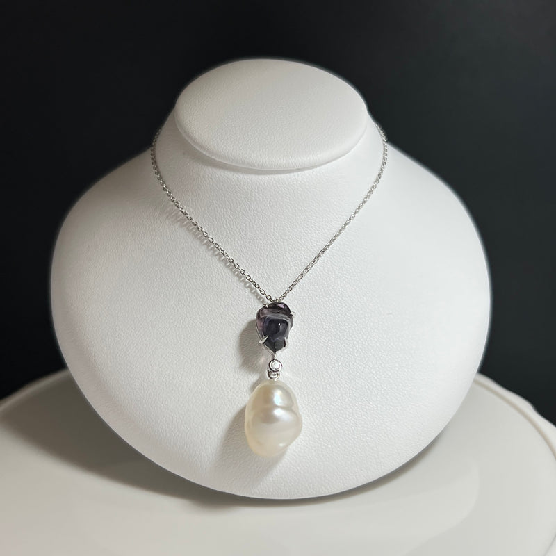 Na･chura　無核真珠10mm K18ホワイトゴールドペンダント301