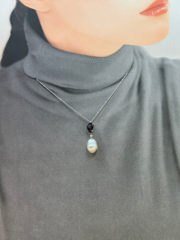 Na･chura　無核真珠10mm K18ホワイトゴールドペンダント301