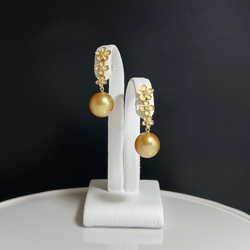 Amami gold®×Sunshine Gold　白蝶真珠9mm  K18イエローゴールドピアス1046