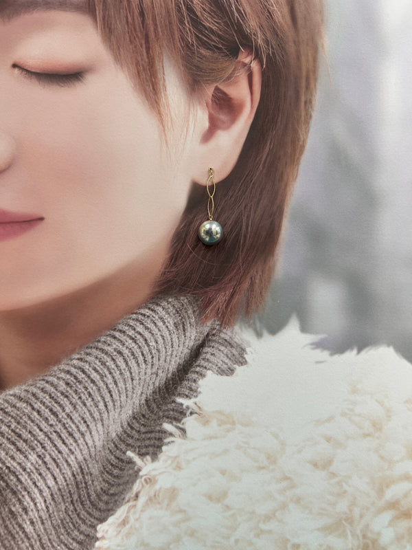 奄美の輝き®×虹珠　マベ真珠  11mm K18イエローゴールドピアス969