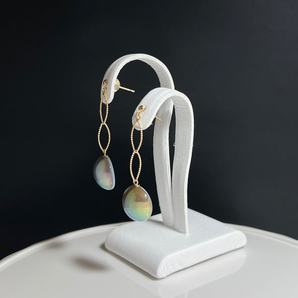 奄美の輝き®×虹珠　マベ真珠  11mm K18イエローゴールドピアス969