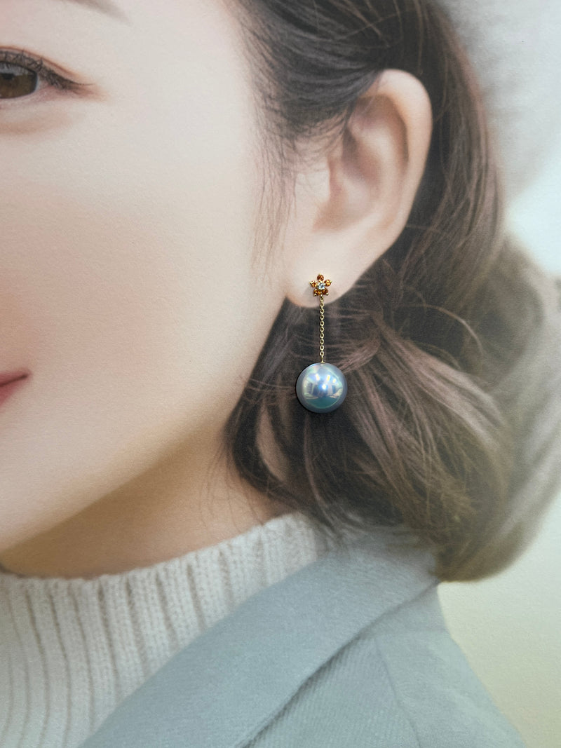 奄美の輝き®×虹珠　マベ真珠  13mm K18イエローゴールドピアス2432