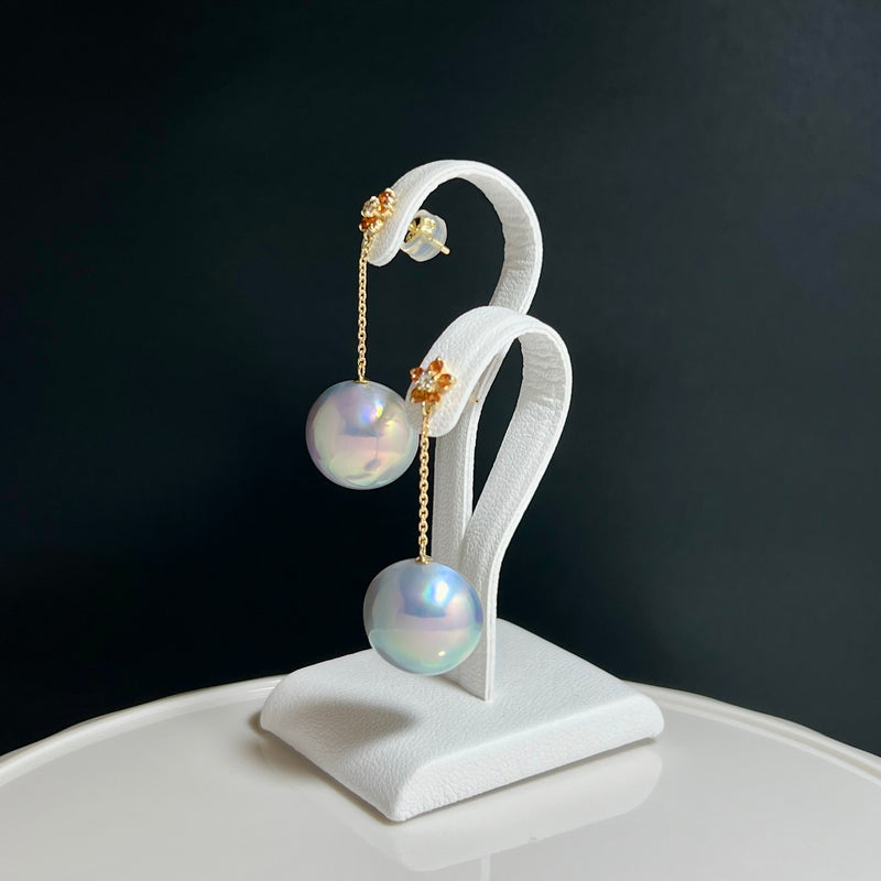 奄美の輝き®×虹珠　マベ真珠  13mm K18イエローゴールドピアス2432