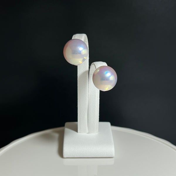 奄美の輝き®×桜珠　マベ真珠 13mm K18イエローゴールドピアス1873