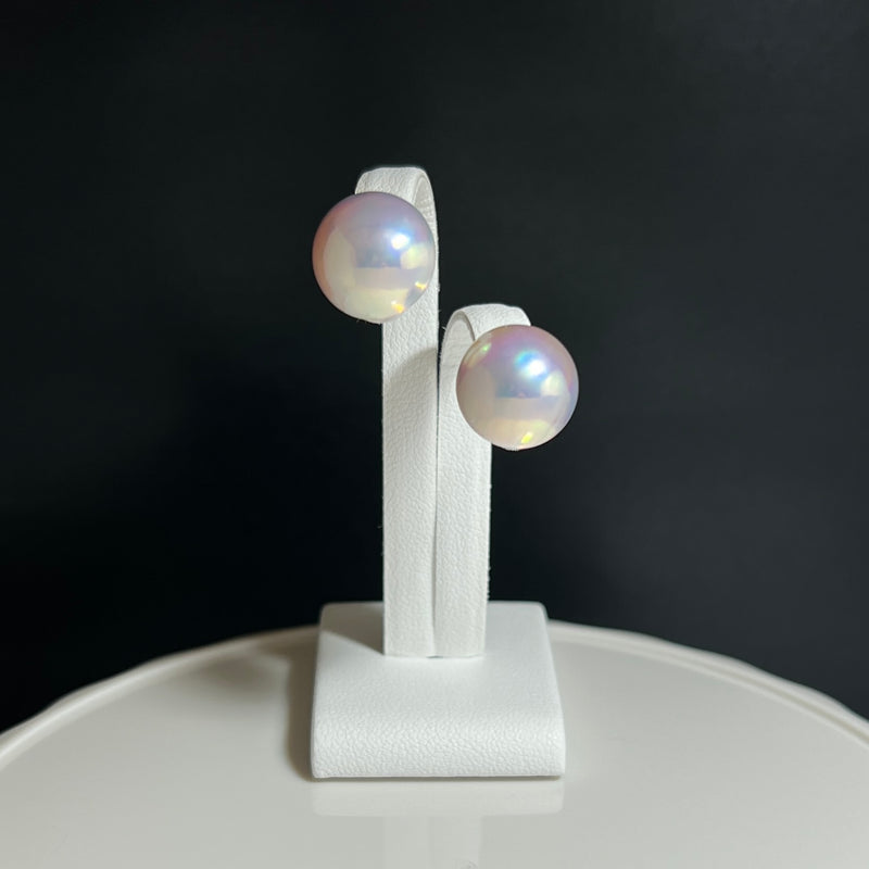 奄美の輝き®×桜珠　マベ真珠 13mm K18イエローゴールドピアス1873