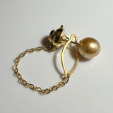 Amami gold®×Sunshine Gold　白蝶真珠9mm洋白K18イエローゴールドタイタック1671