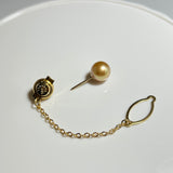 Amami gold®×Sunshine Gold　白蝶真珠9mm洋白K18イエローゴールドタイタック1671