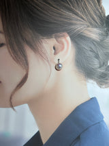 奄美の輝き®×桜珠　マベ真珠 11mm K18ホワイトゴールドピアス2546